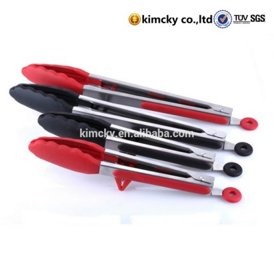 Food grade silicone kitchen serving tongs with holder stand