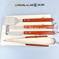 Stainless steel bbq needle with wood handle ,long handle bbq tools